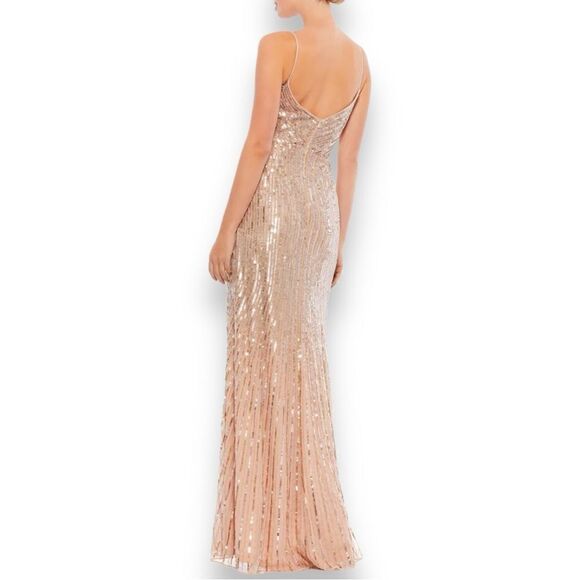 MAC DUGGAL Women’s Sequined Spaghetti Straps Gown in the Size 12 in Gold Color - Picture 3 of 11